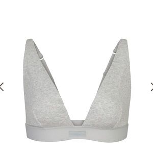SKIMS Cotton Plunge Bralette in Heather Grey